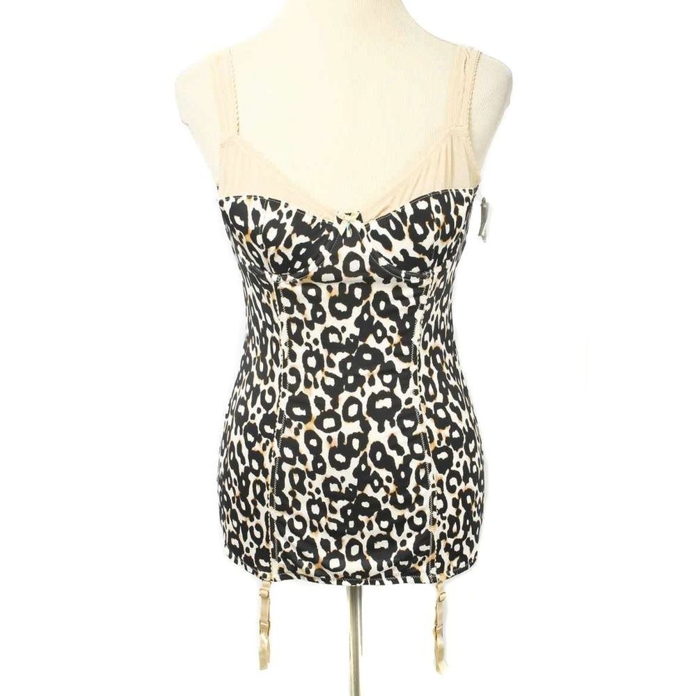 JESSICA SIMPSON Leopard Print Sexy Garter Belt Lingerie Chemise NWT Size M